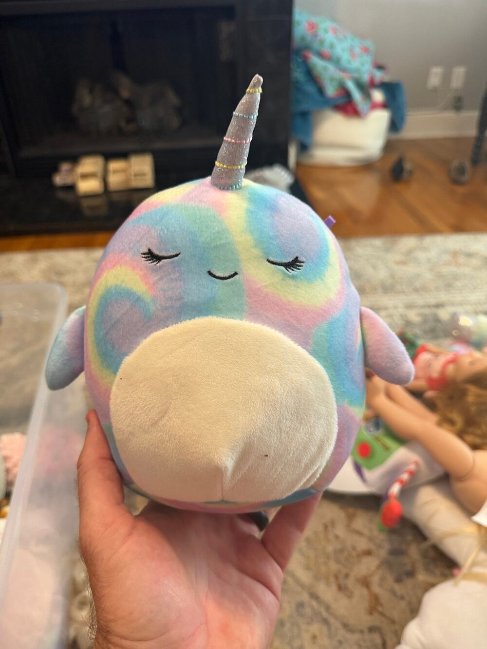 Squishmallows Rainbow Narwhal Plush Unicorn Whale Tie Dye Stuffed Animal